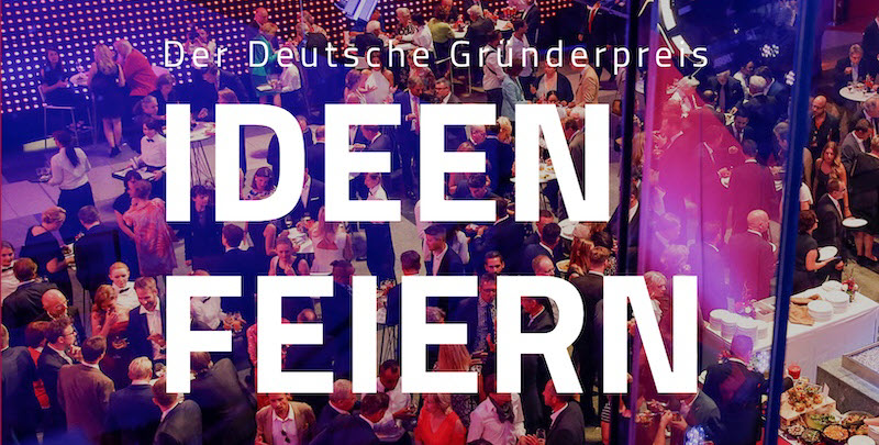 Der Deutsche Gründerpreis Ideen feiern - Link auf Seite: Jetzt bewerben für den Deutschen Gründerpreis 2026