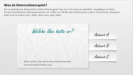 Screenshot des eTrainings: Was ist Unternehmergeist?; externer Link zum eTraining Modul 1: Was ist Unternehmergeist?